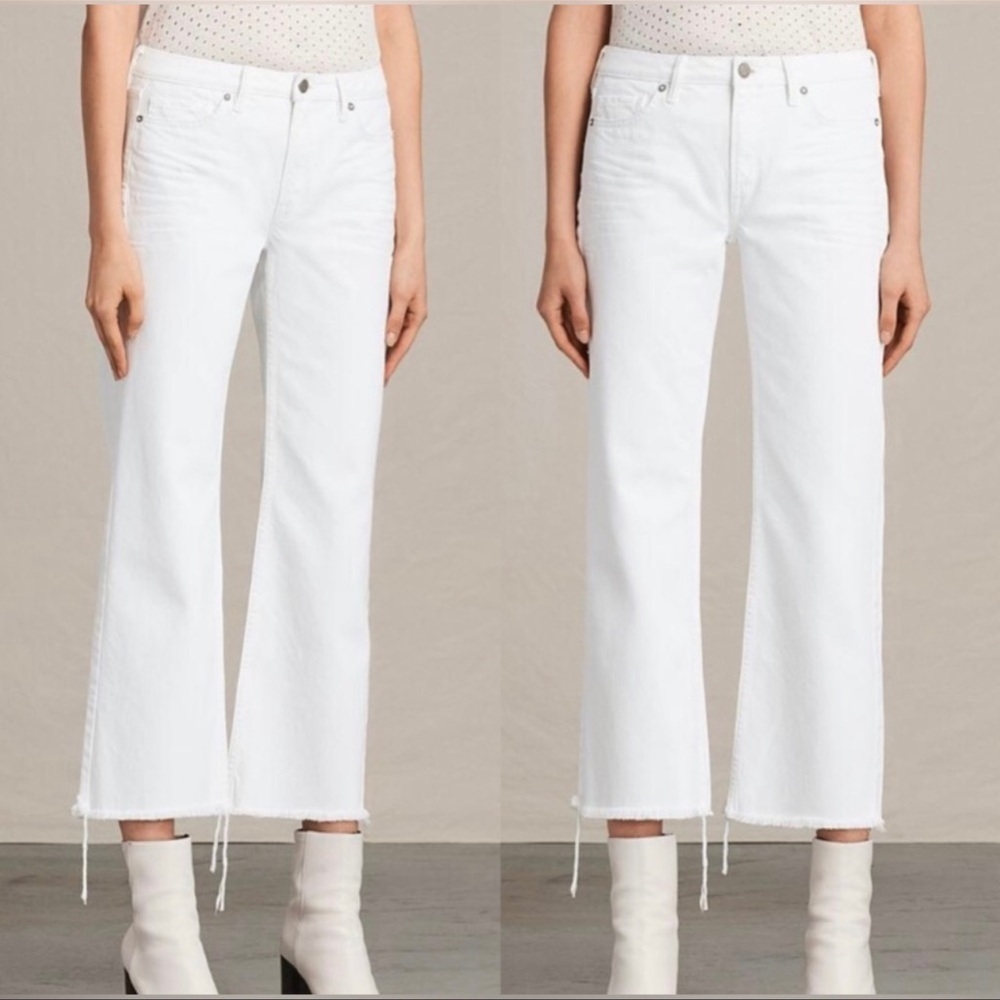 All SAINTS| Belle White Wide Leg Raw Hem Jeans| Size 29